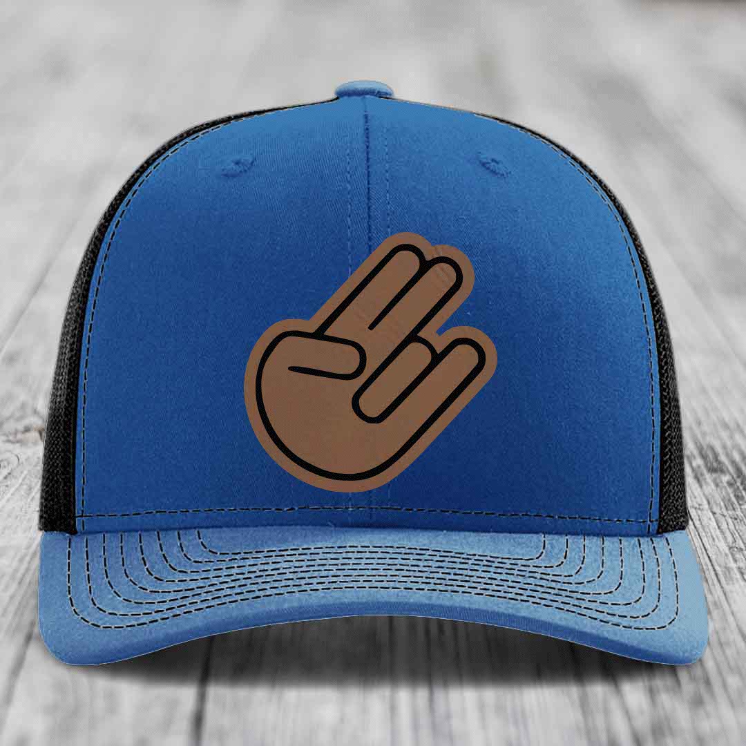 The Shocker - Leather Patch Hat - Dark Brown to Black Patch - Richardson 112 Snapback Trucker Hat