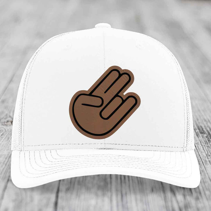 The Shocker - Leather Patch Hat - Dark Brown to Black Patch - Richardson 112 Snapback Trucker Hat