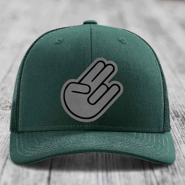 The Shocker - Leather Patch Hat - Grey to Black Patch - Richardson 112 Snapback Trucker Hat