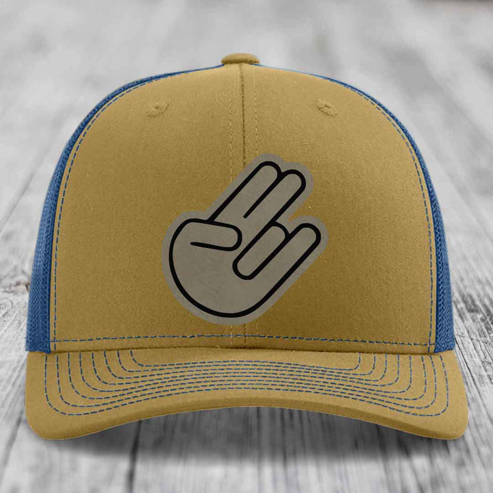 The Shocker - Leather Patch Hat - Light Brown to Black Patch - Richardson 112 Snapback Trucker Hat