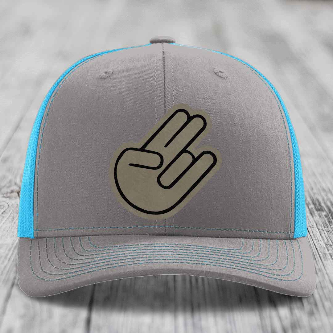 The Shocker - Leather Patch Hat - Light Brown to Black Patch - Richardson 112 Snapback Trucker Hat