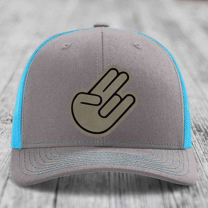 The Shocker - Leather Patch Hat - Light Brown to Black Patch - Richardson 112 Snapback Trucker Hat