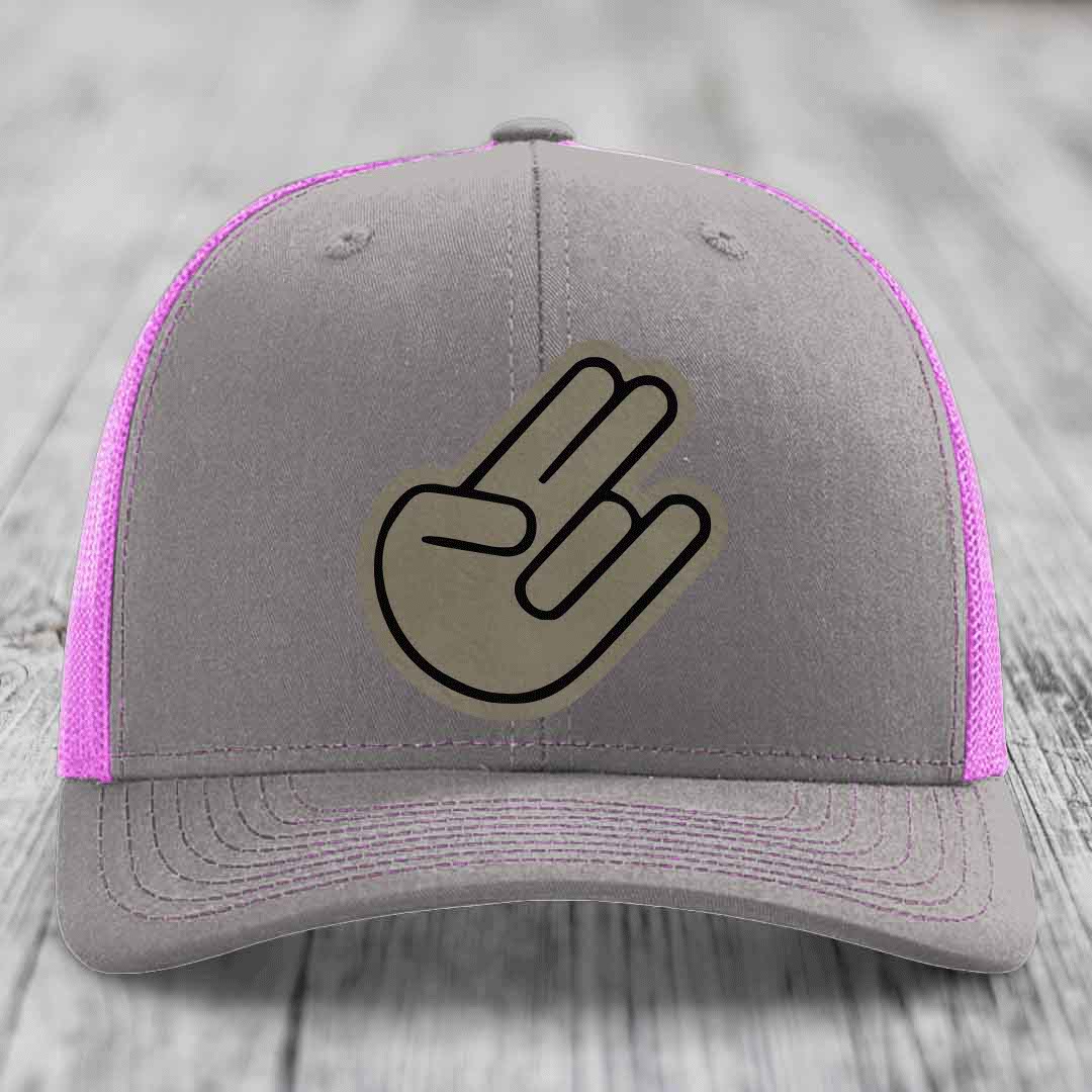 The Shocker - Leather Patch Hat - Light Brown to Black Patch - Richardson 112 Snapback Trucker Hat