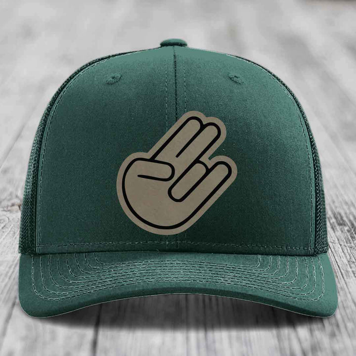 The Shocker - Leather Patch Hat - Light Brown to Black Patch - Richardson 112 Snapback Trucker Hat