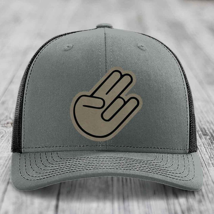 The Shocker - Leather Patch Hat - Light Brown to Black Patch - Richardson 112 Snapback Trucker Hat