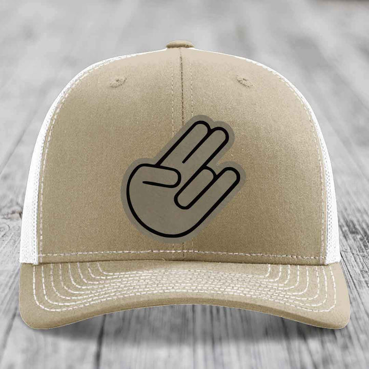 The Shocker - Leather Patch Hat - Light Brown to Black Patch - Richardson 112 Snapback Trucker Hat
