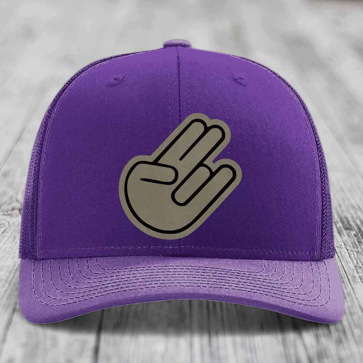 The Shocker - Leather Patch Hat - Light Brown to Black Patch - Richardson 112 Snapback Trucker Hat