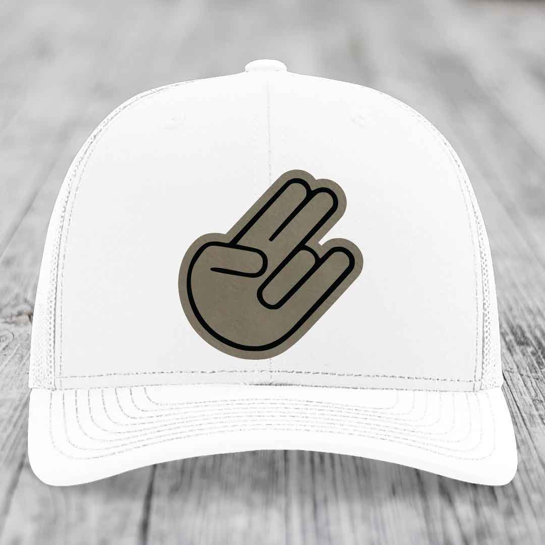 The Shocker - Leather Patch Hat - Light Brown to Black Patch - Richardson 112 Snapback Trucker Hat