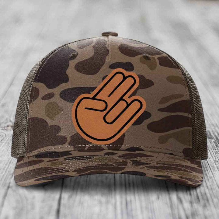 The Shocker - Leather Patch Hat - Rawhide to Black Patch - Richardson 112PFP Snapback Trucker Hat
