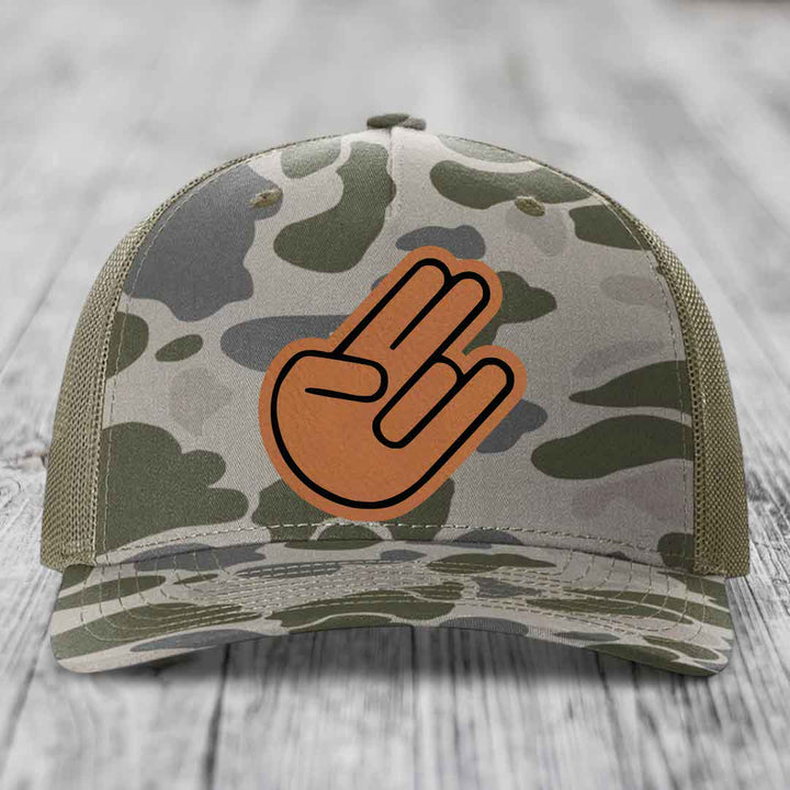 The Shocker - Leather Patch Hat - Rawhide to Black Patch - Richardson 112PFP Snapback Trucker Hat