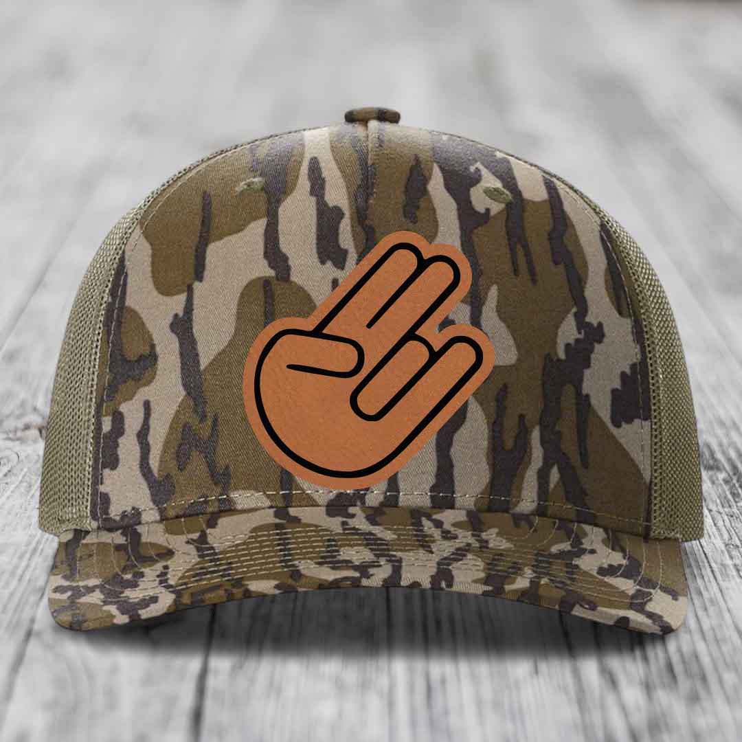 The Shocker - Leather Patch Hat - Rawhide to Black Patch - Richardson 112PFP Snapback Trucker Hat