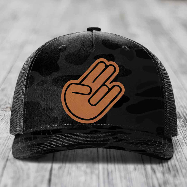 The Shocker - Leather Patch Hat - Rawhide to Black Patch - Richardson 112PFP Snapback Trucker Hat