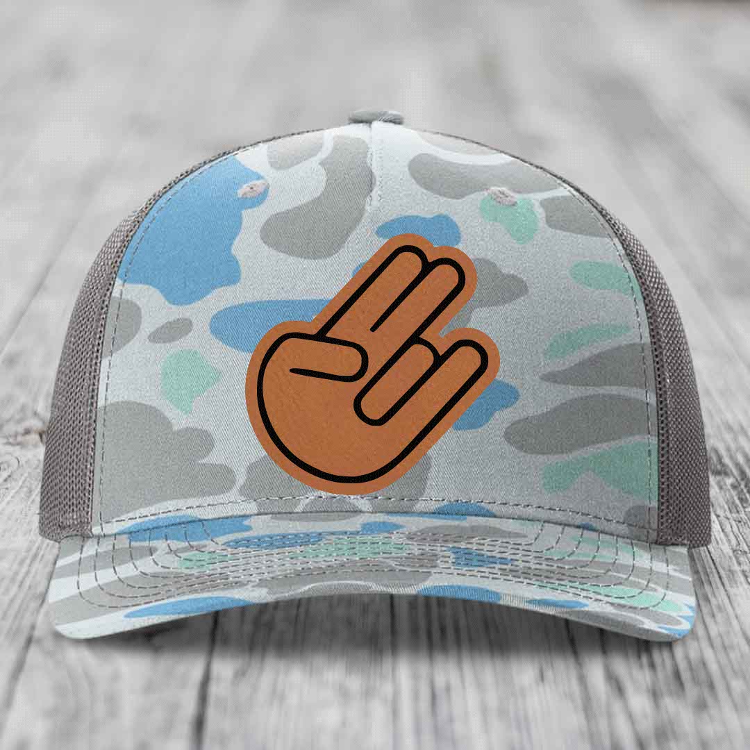 The Shocker - Leather Patch Hat - Rawhide to Black Patch - Richardson 112PFP Snapback Trucker Hat