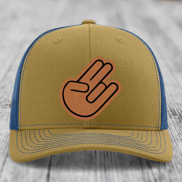 The Shocker - Leather Patch Hat - Rawhide to Black Patch - Richardson 112 Snapback Trucker Hat