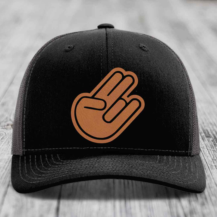 The Shocker - Leather Patch Hat - Rawhide to Black Patch - Richardson 112 Snapback Trucker Hat