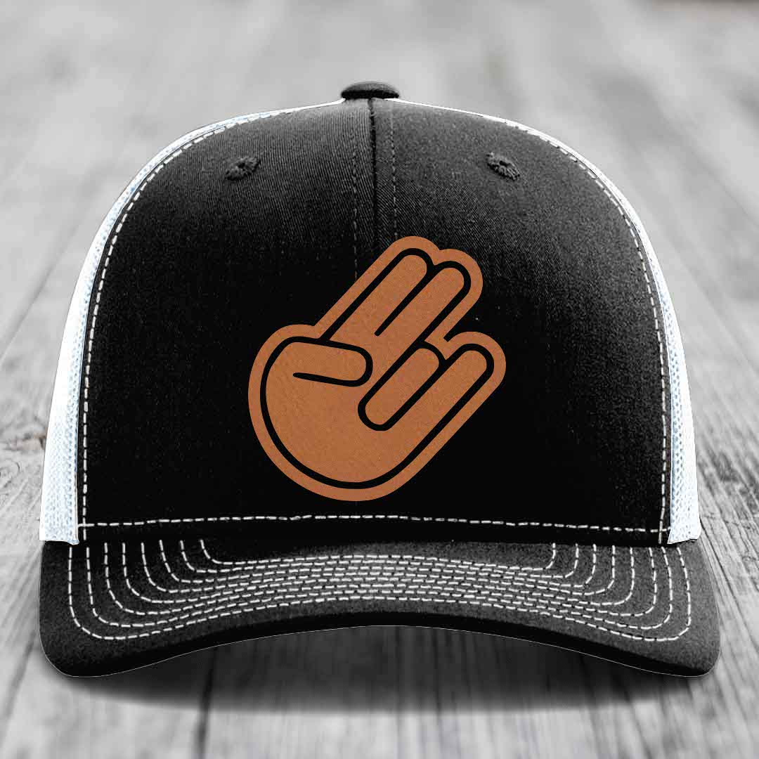 The Shocker - Leather Patch Hat - Rawhide to Black Patch - Richardson 112 Snapback Trucker Hat