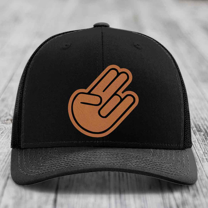 The Shocker - Leather Patch Hat - Rawhide to Black Patch - Richardson 112 Snapback Trucker Hat