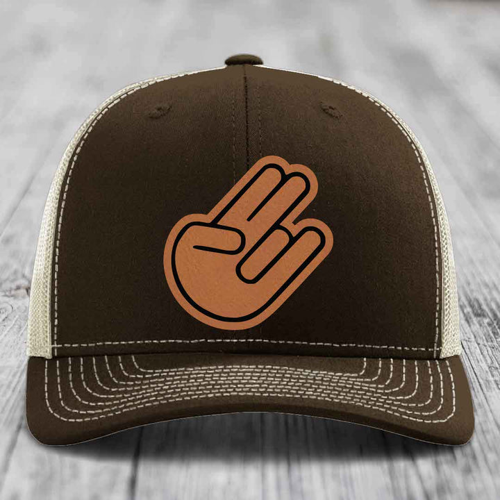 The Shocker - Leather Patch Hat - Rawhide to Black Patch - Richardson 112 Snapback Trucker Hat