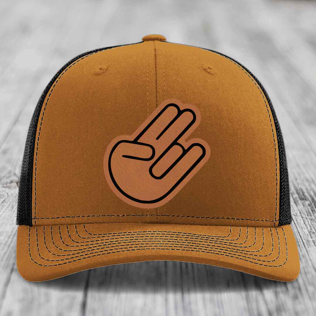 The Shocker - Leather Patch Hat - Rawhide to Black Patch - Richardson 112 Snapback Trucker Hat