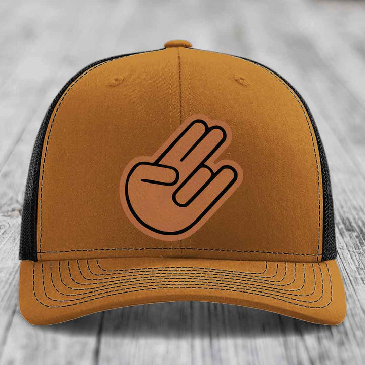 The Shocker - Leather Patch Hat - Rawhide to Black Patch - Richardson 112 Snapback Trucker Hat