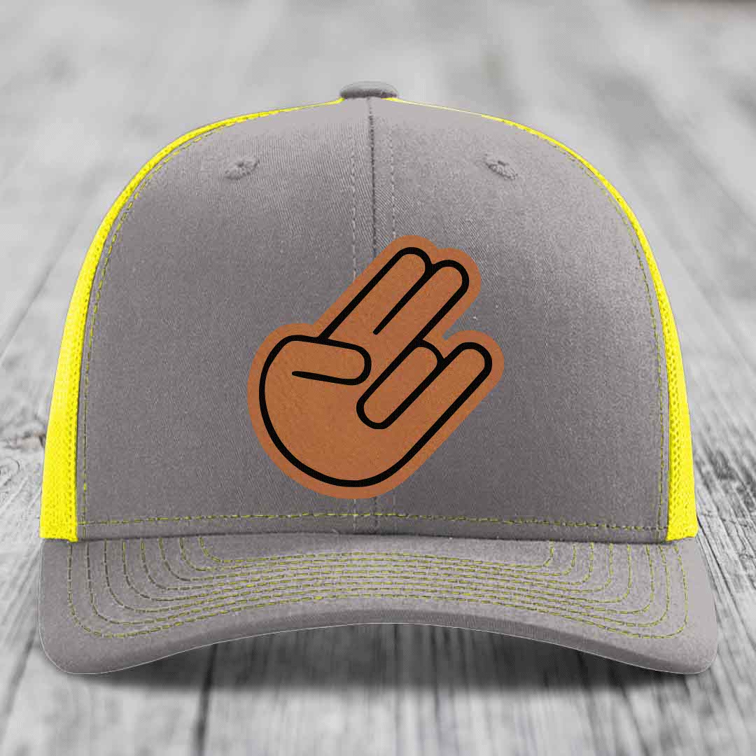 The Shocker - Leather Patch Hat - Rawhide to Black Patch - Richardson 112 Snapback Trucker Hat