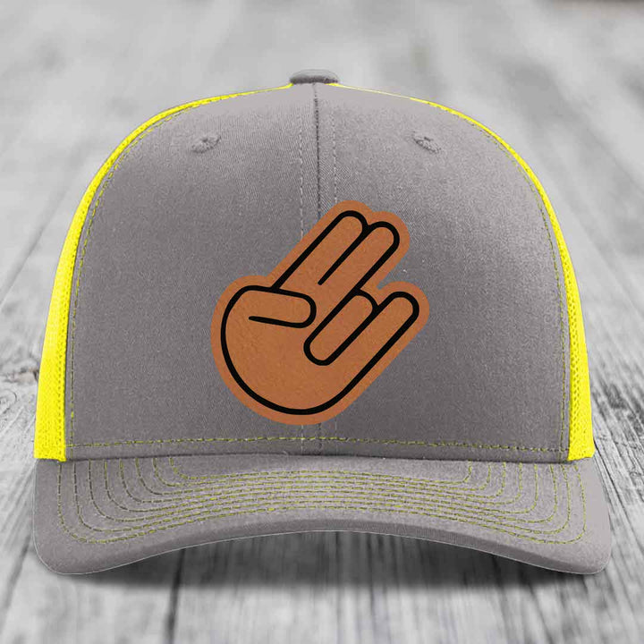 The Shocker - Leather Patch Hat - Rawhide to Black Patch - Richardson 112 Snapback Trucker Hat