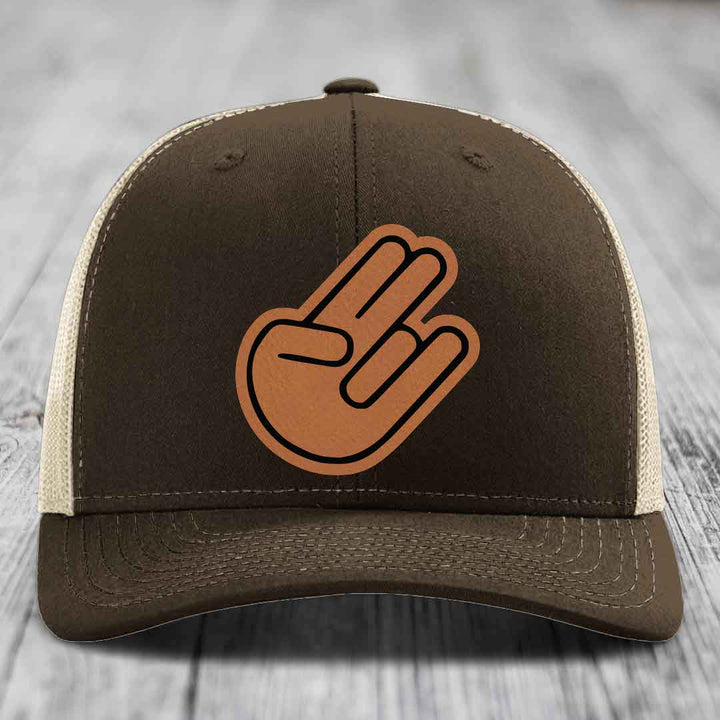The Shocker - Leather Patch Hat - Rawhide to Black Patch - Richardson 112 Snapback Trucker Hat