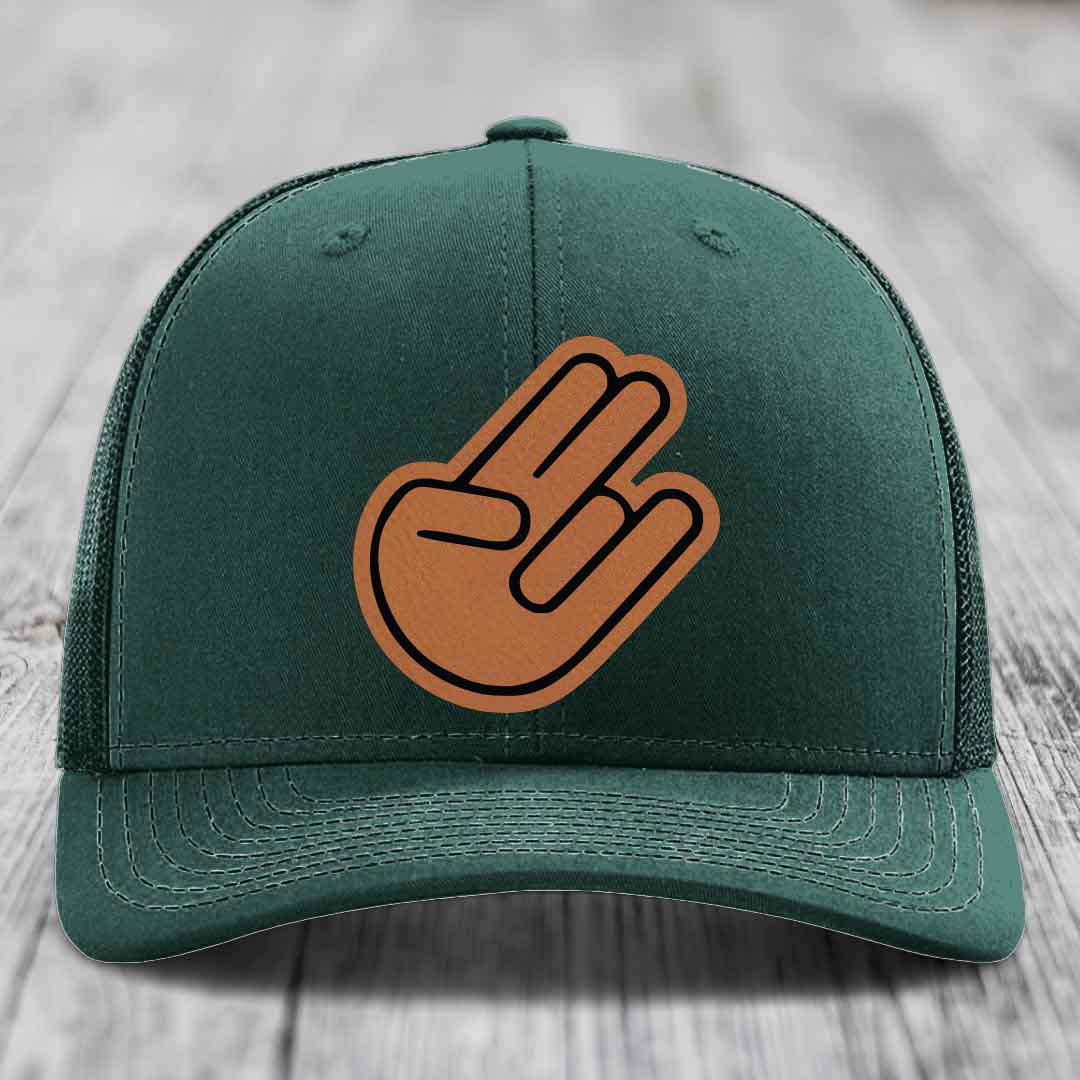 The Shocker - Leather Patch Hat - Rawhide to Black Patch - Richardson 112 Snapback Trucker Hat
