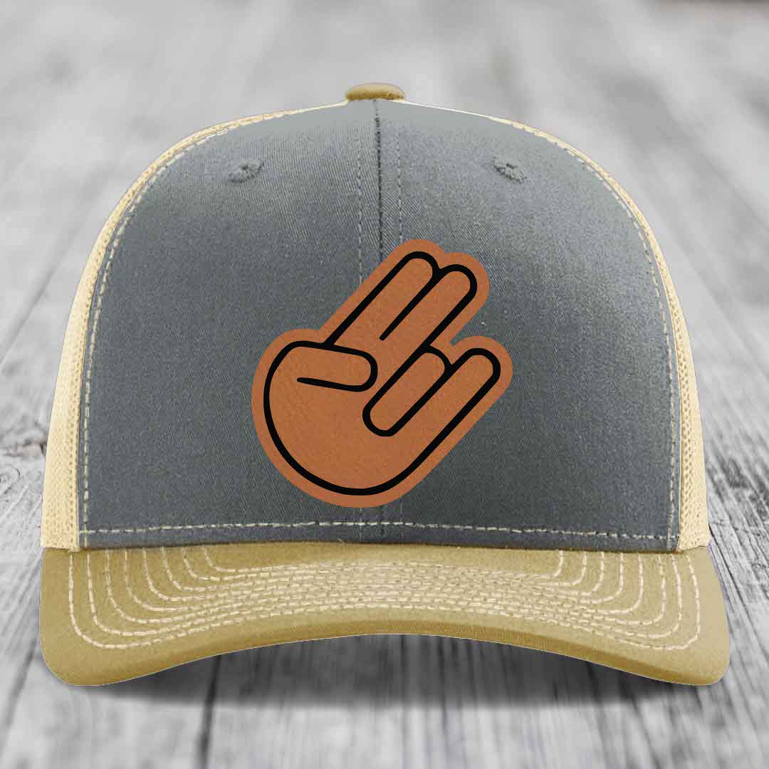 The Shocker - Leather Patch Hat - Rawhide to Black Patch - Richardson 112 Snapback Trucker Hat
