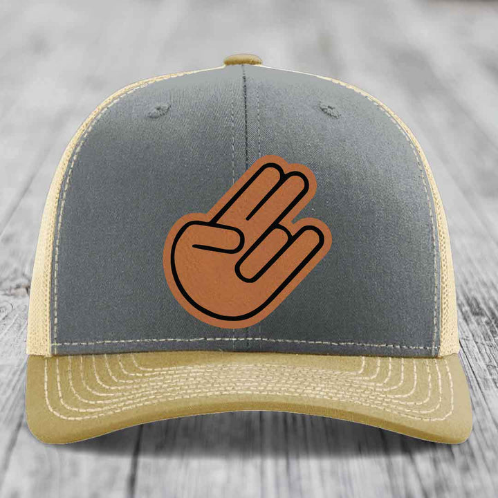The Shocker - Leather Patch Hat - Rawhide to Black Patch - Richardson 112 Snapback Trucker Hat