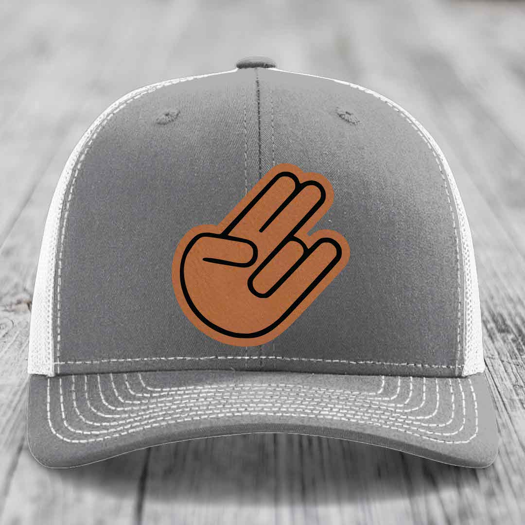 The Shocker - Leather Patch Hat - Rawhide to Black Patch - Richardson 112 Snapback Trucker Hat