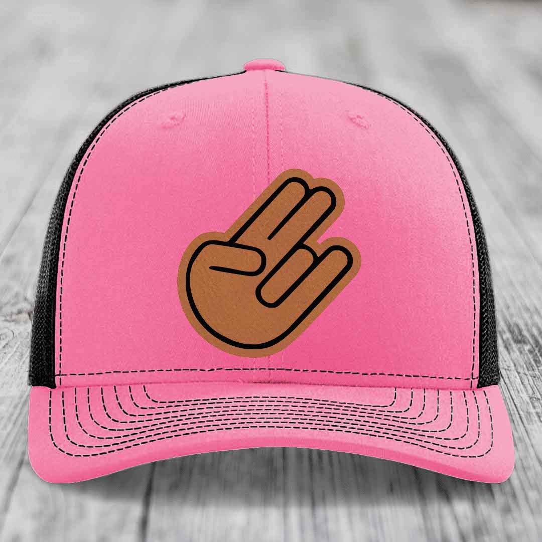 The Shocker - Leather Patch Hat - Rawhide to Black Patch - Richardson 112 Snapback Trucker Hat