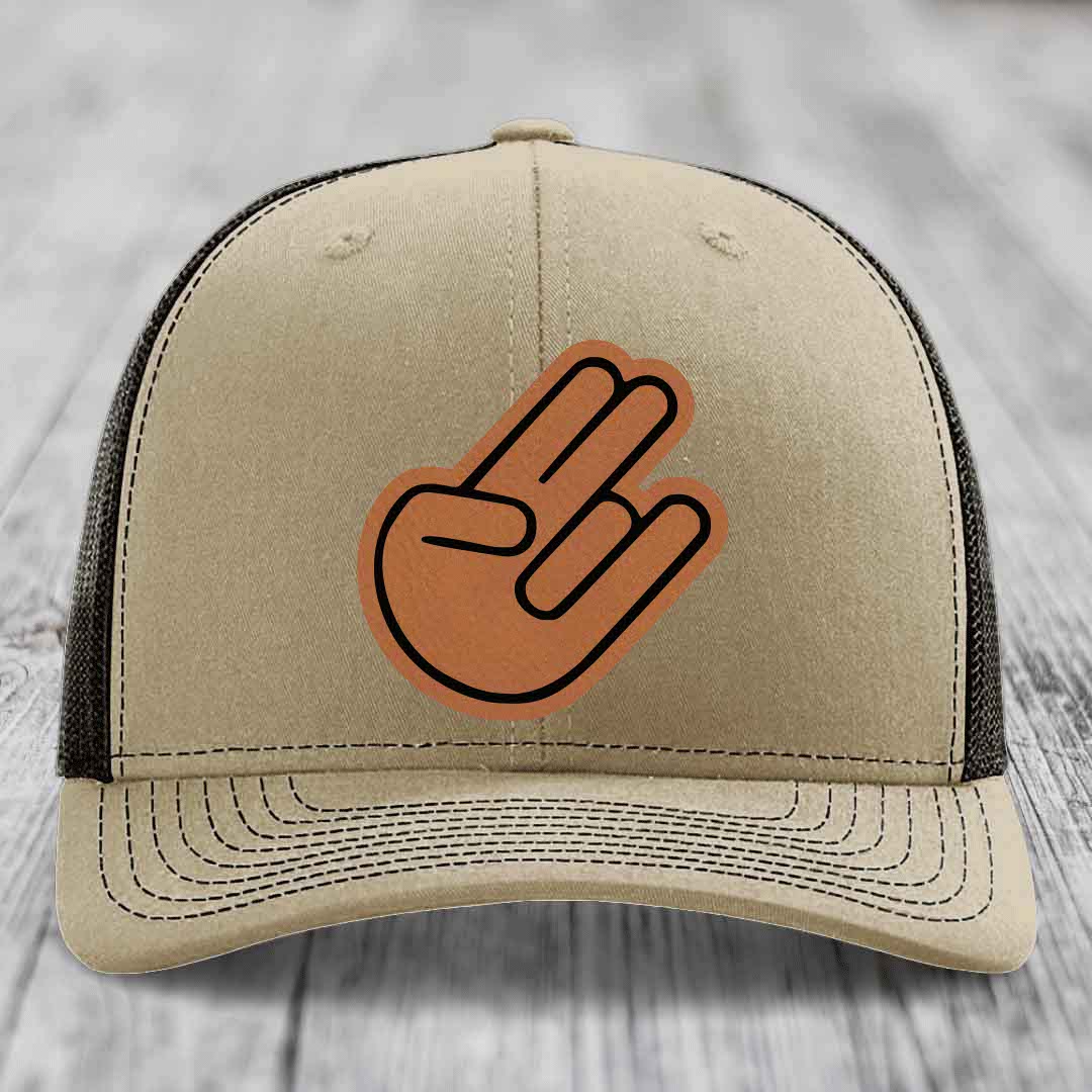 The Shocker - Leather Patch Hat - Rawhide to Black Patch - Richardson 112 Snapback Trucker Hat