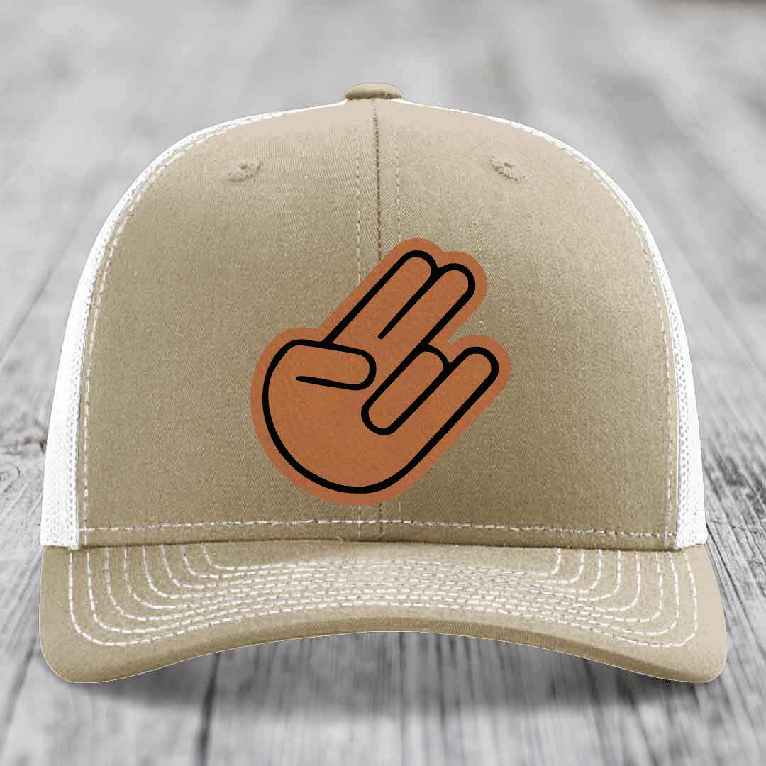 The Shocker - Leather Patch Hat - Rawhide to Black Patch - Richardson 112 Snapback Trucker Hat