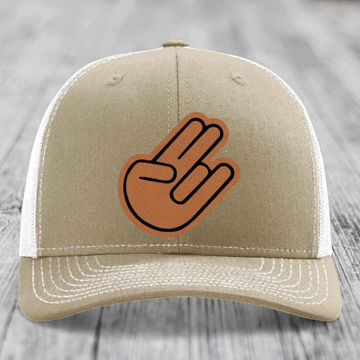 The Shocker - Leather Patch Hat - Rawhide to Black Patch - Richardson 112 Snapback Trucker Hat
