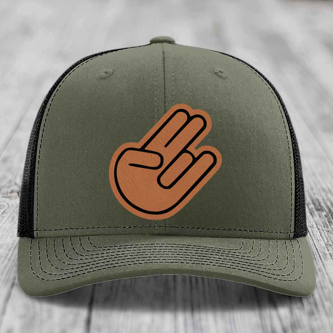 The Shocker - Leather Patch Hat - Rawhide to Black Patch - Richardson 112 Snapback Trucker Hat