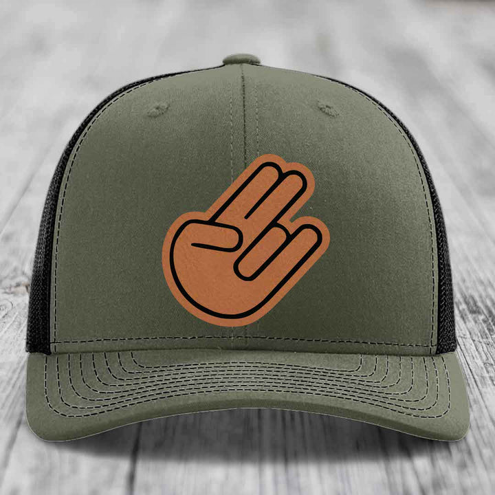 The Shocker - Leather Patch Hat - Rawhide to Black Patch - Richardson 112 Snapback Trucker Hat