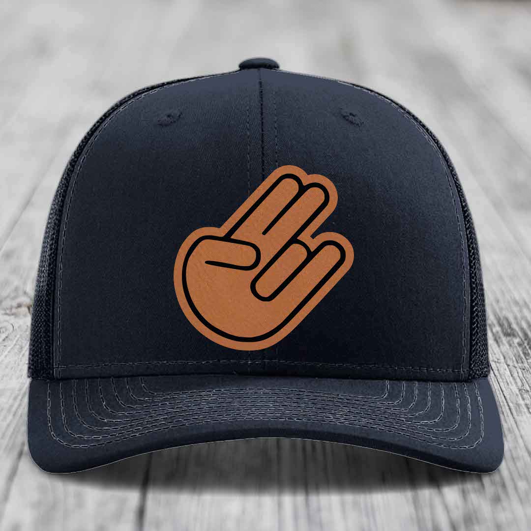 The Shocker - Leather Patch Hat - Rawhide to Black Patch - Richardson 112 Snapback Trucker Hat