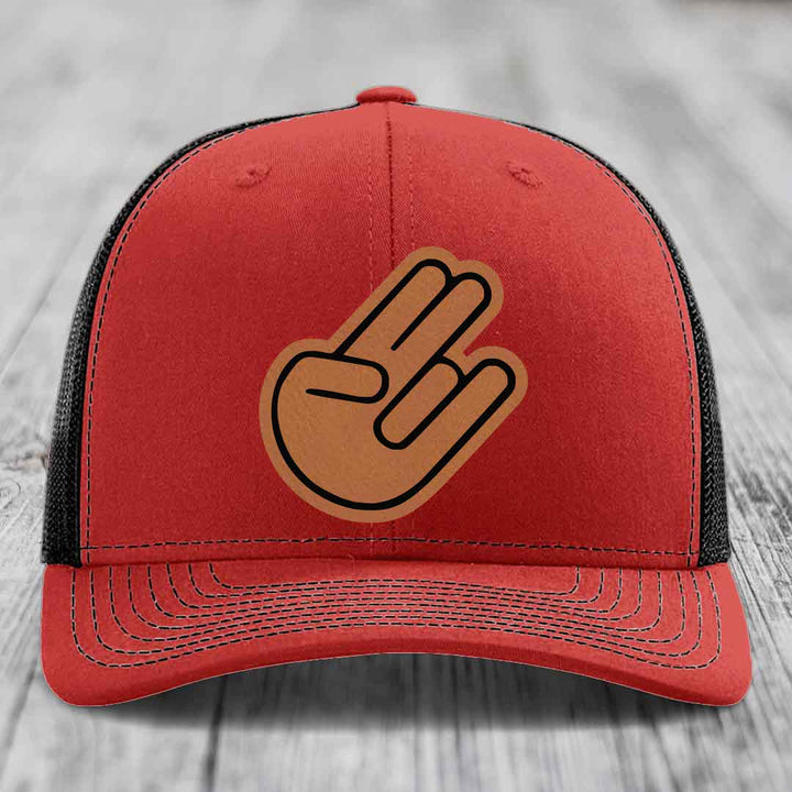 The Shocker - Leather Patch Hat - Rawhide to Black Patch - Richardson 112 Snapback Trucker Hat