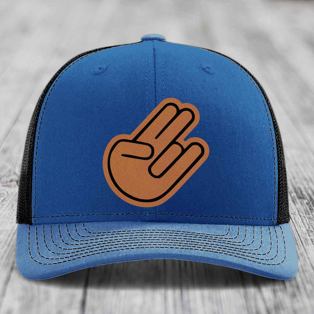 The Shocker - Leather Patch Hat - Rawhide to Black Patch - Richardson 112 Snapback Trucker Hat