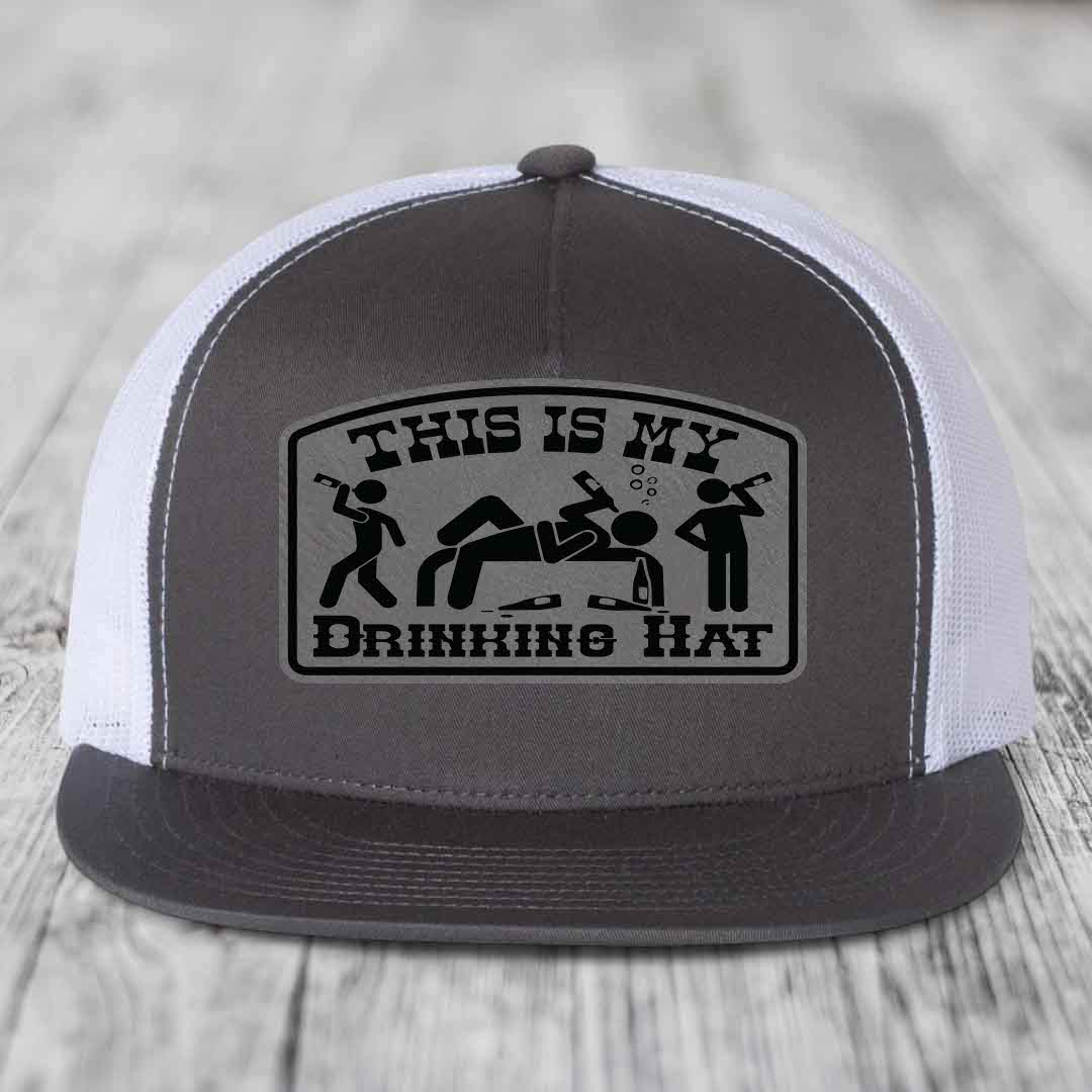 Grey and white trucker hat with black &