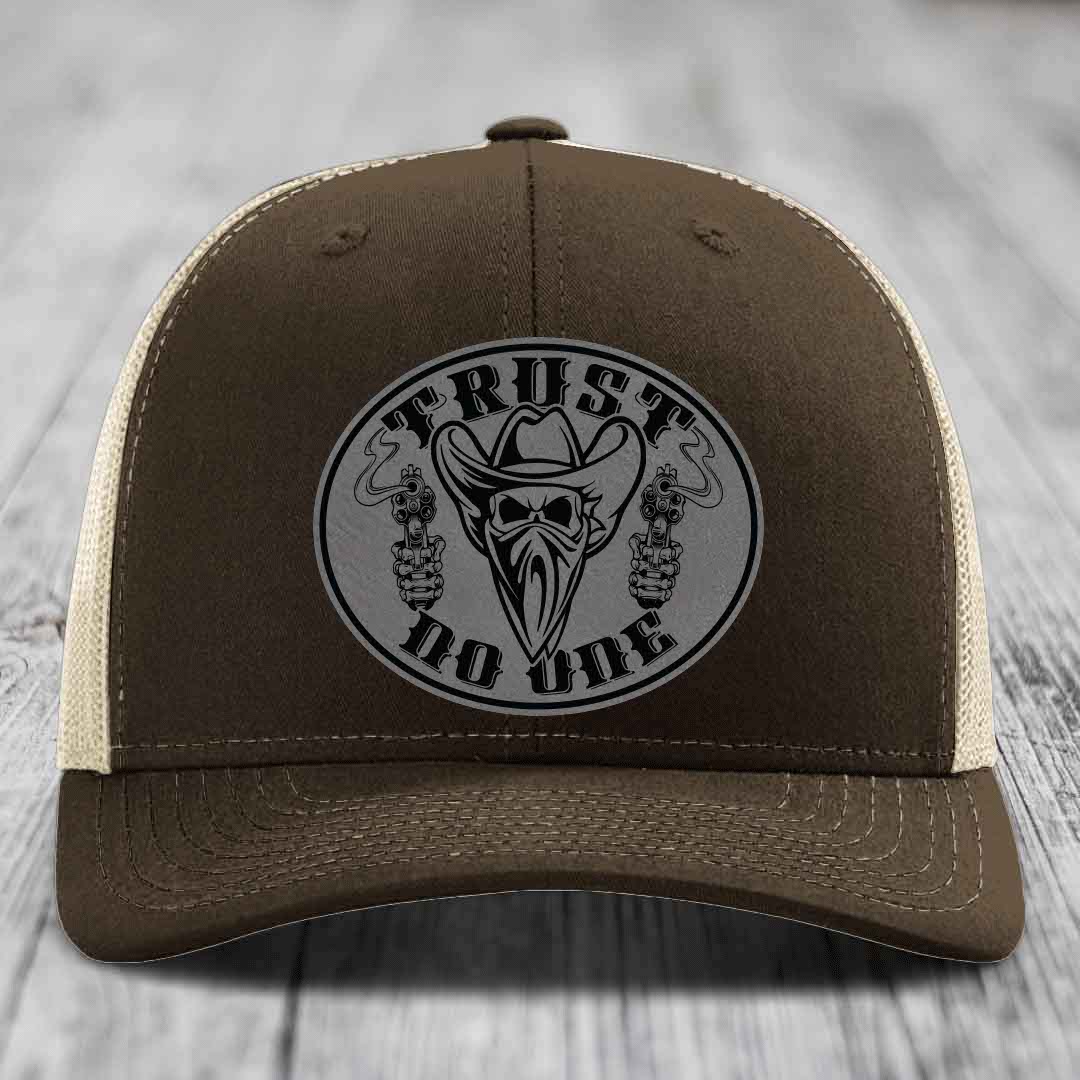 Brown trucker hat with &