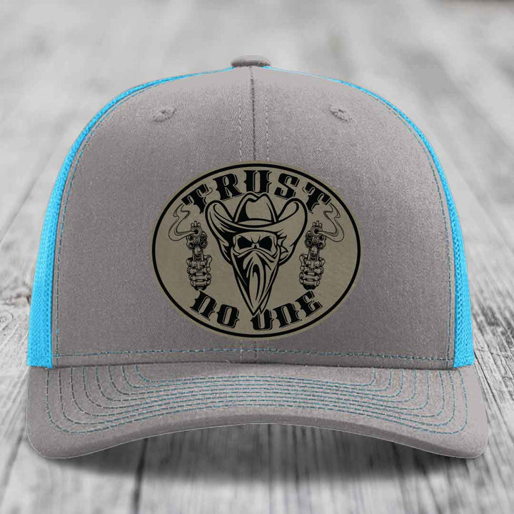 Trust No One - Leather Patch Hat - Light Brown to Black Patch - Richardson 112 Snapback Trucker Hat