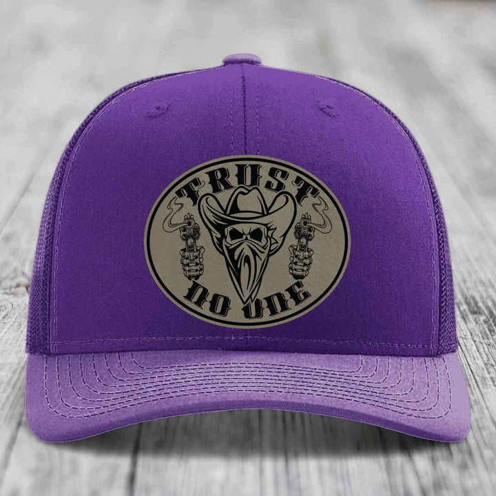 Trust No One - Leather Patch Hat - Light Brown to Black Patch - Richardson 112 Snapback Trucker Hat