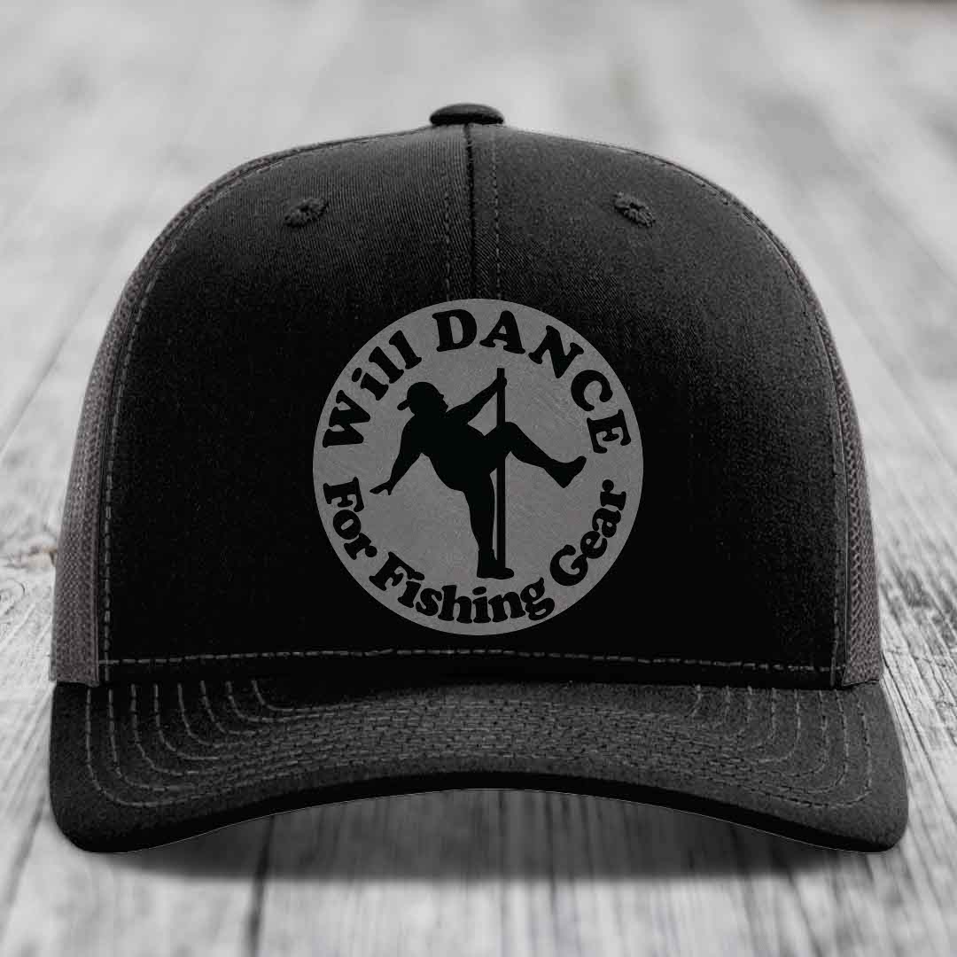 Black trucker hat with circular patch reading &