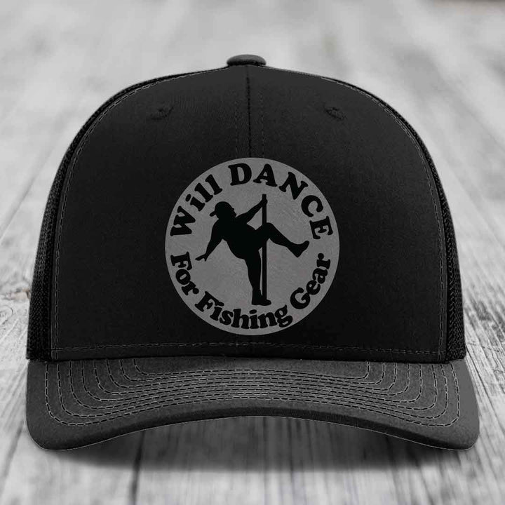 Black trucker hat with circular patch reading &