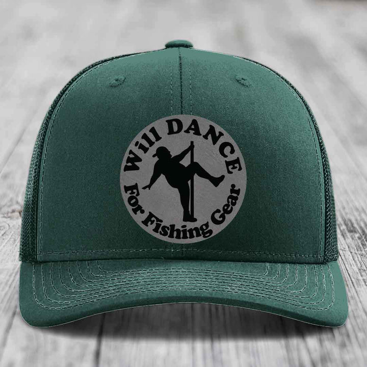 Green trucker hat with circular patch reading &