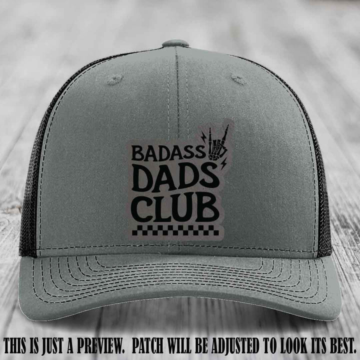 Badass Dads Club Grey to Black Patch Leather Patch on Heather Grey to Black Hat Richardson 112 Hat