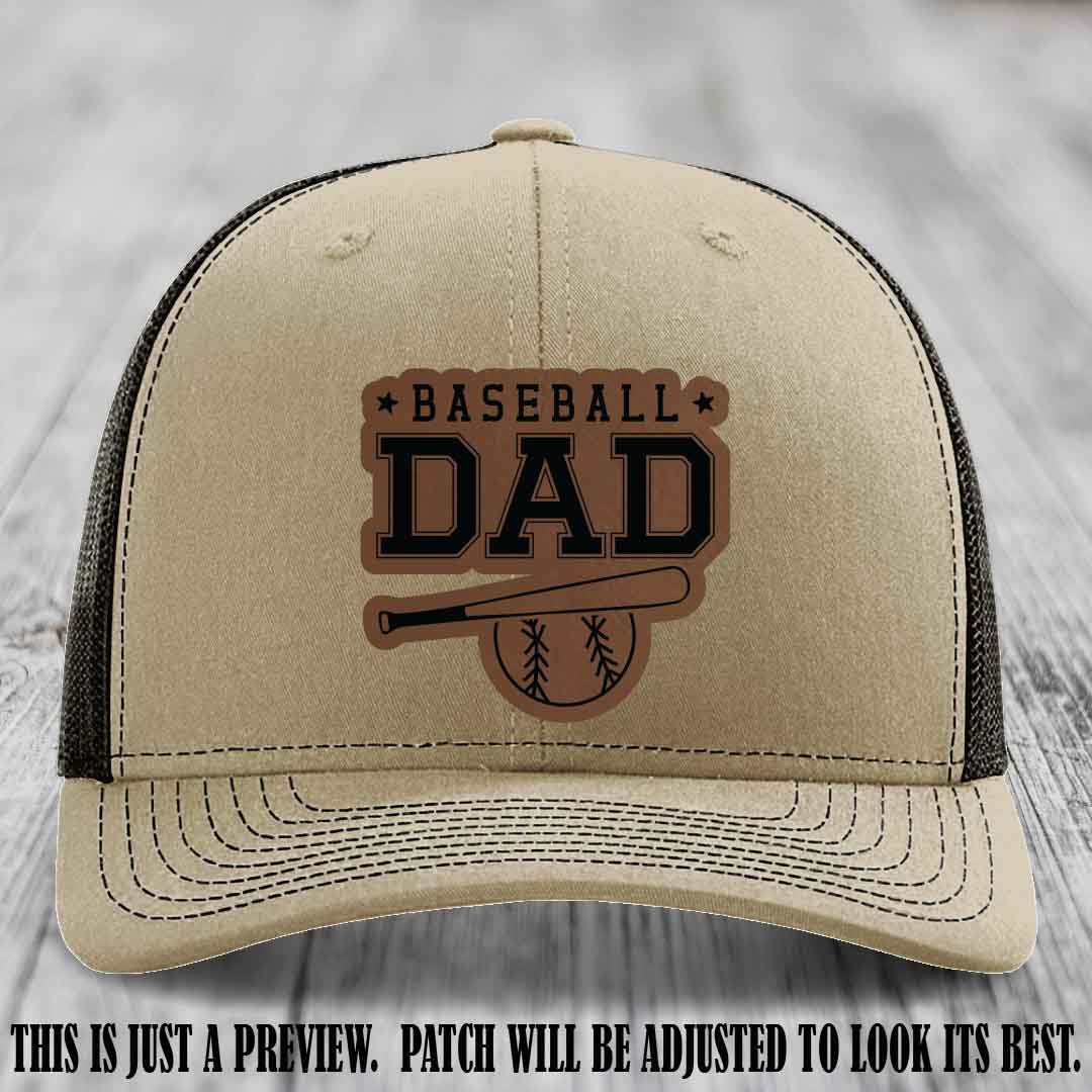 Baseball Dad Dark Brown to Black Patch Leather patch on Khaki to Coffee Hat Richardson 112