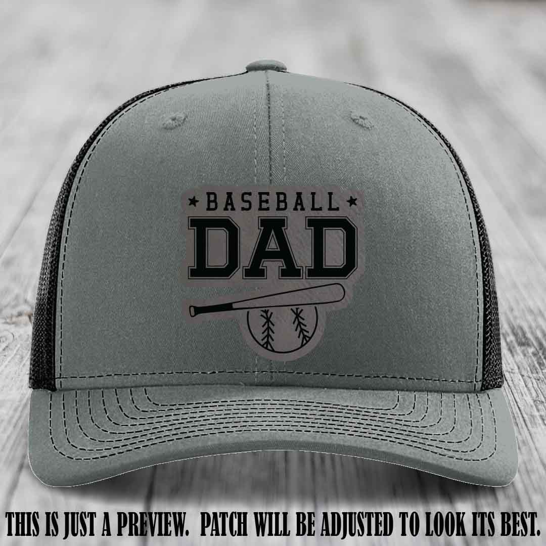 Baseball Dad Grey to Black Patch Leather patch on Heather Grey to Black Hat Richardson 112